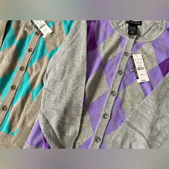 {SOLD!!}•NWT•{3} New York & Company Argyle Cardigan Bundle - Picture 9 of 13